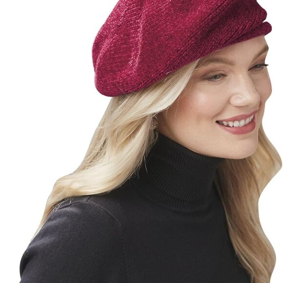 Chenille Beret, Warm Winter Cap for Women and Girls, French Style